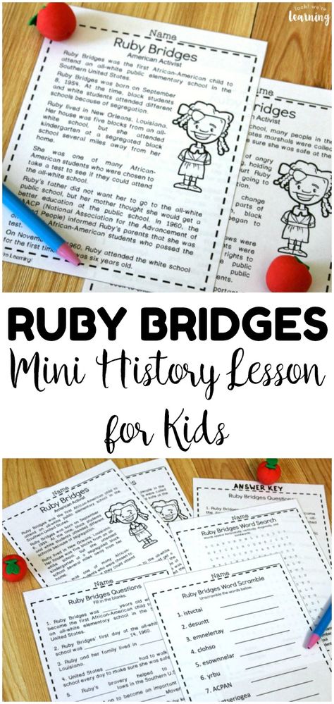 Ruby Bridges Activities, High School American History, American History Activities, American History Classroom, History Lessons For Kids, Ruby Bridges, American History X, Teaching American History, History Lesson Plans