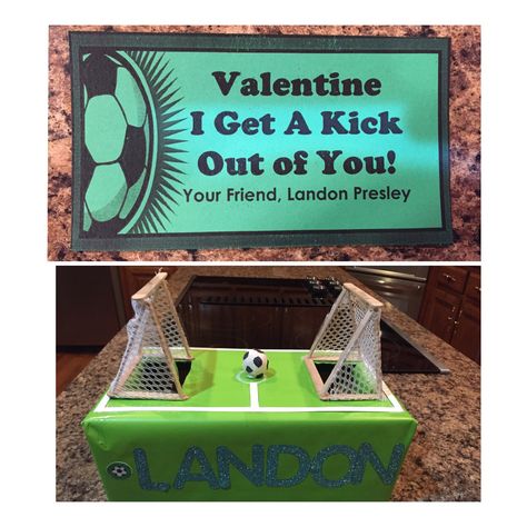 Soccer Field Valentine Box Ideas, Soccer Goal Valentines Boxes, Soccer Field Valentines Boxes, Soccer Ball Valentine Box Ideas, Soccer Valentines Boxes, Soccer Valentine Box Ideas, Soccer Valentines, Trash Sculpture, Valentine's Boxes