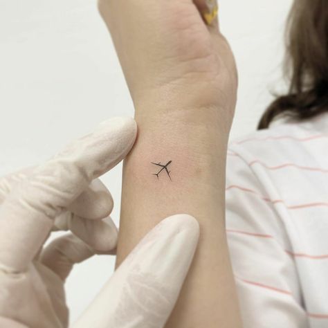 Dainty Airplane Tattoo, Tiny Plane Tattoo, Airplane Tattoo Design, Aviation Tattoos, Nashville Tattoos, Jet Tattoo, Aviation Tattoo, Word Tattoo Ideas, Motivational Tattoos