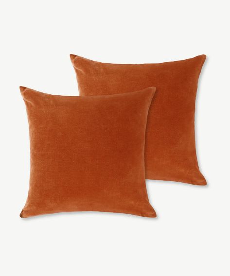 Lorna Set of 2 Velvet Cushions, 45 x 45cm, Burnt Orange | MADE.com Quiz Design, Designer Cushions, Virtual Design, Design Sofa, Led Furniture, Budget Fashion, Sofa Armchair, Cushion Design, Velvet Cushions