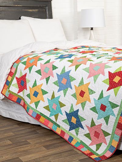 EXCLUSIVELY ANNIE'S QUILT DESIGN: Farmer's Flowers Quilt Pattern Flowers Quilt Pattern, Quilt Diy, Flowers Quilt, Quilting Digest, Cake Quilt, Sewing Quilts, Bright Quilts, Layer Cake Quilts, Quilts Patterns