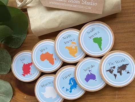 Learning about the continents? 🌏 Check out our wooden continents coins available as a set of 8 coins, a set of 8 magnets, or as a double set for a game of memory! Shop for these and our many other wooden coin collections at www.mountainmomstudio.com Montessori Continents, The 7 Continents, Continents Of The World, Montessori Geography, 7 Continents, Homeschool Elementary, Tile Games, Map Of The World, Game Prices