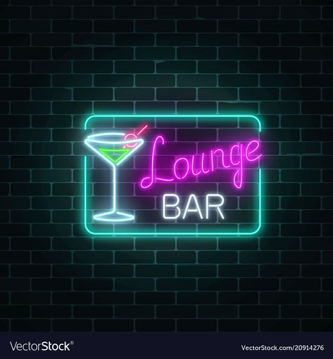 Night Club Invitation, Neon Cocktails, Club Invitation, Bar Banner, Lounge Bar, Rectangle Frame, Bar Sign, Bar Signs, Night Club