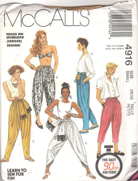 Harem Pants Pattern, Serger Sewing, Sewing Tops, Drop Crotch Pants, Harem Pants Women, Pants Sewing Pattern, Vogue Sewing, Skirt Patterns Sewing, Mccalls Sewing Patterns