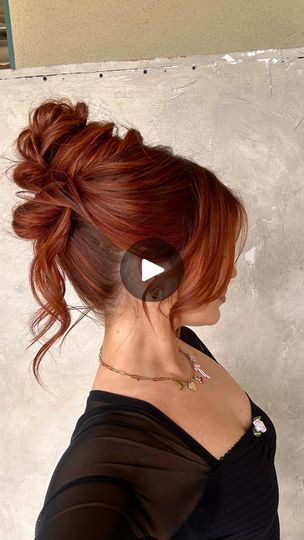 Facebook Long Red Hair Updo, Orange Hair Updo, Wedding Updo Red Hair, Red Head Updo, Server Hair, Red Hair Updo, Updo Videos, Edgy Updo, Weddinghair Updo