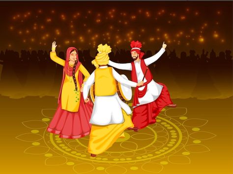 Dhol Instrument, Punjab Dance, Punjabi Dance, Punjabi Bhangra, Lohri Celebration, Bhangra Dance, Dance Illustration, Free Assets, Punjabi Culture