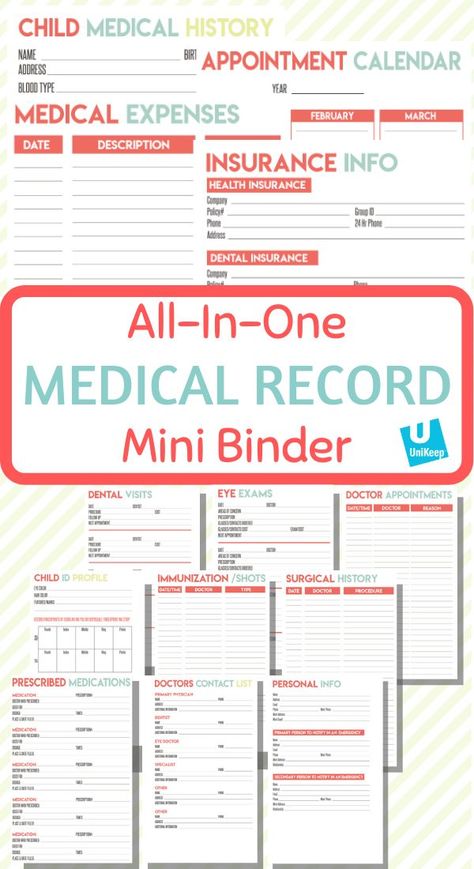 Medical Binder Organization, Binder Organization Ideas, Medical Organization, Medical Binder Printables, Binder Templates, Medical Binder, Health Record, Emergency Binder, Family Binder