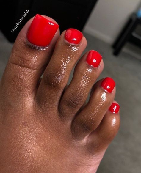 Toes Nails French Tip, Red Acrylic Toes, Red Nails And Toes, Red French Tip Toes, Christmas Toes Nails, Red Toe Nails, Shellac Toes, Drippy Nails, French Toe Nails