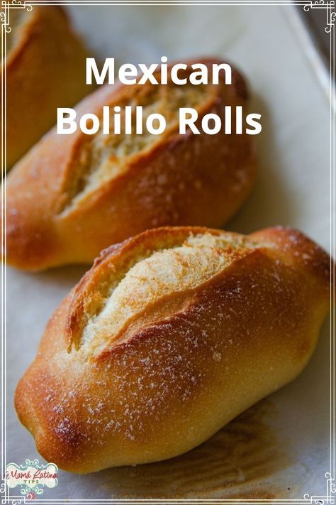 This easy Mexican bolillos recipe will deliver crusty oval rolls that your familia will love. Learn how to make these traditional bread at home, nothing beats the aroma of freshly baked bread, plus my recipe requires very little kneading. | how to make Mexican bolillo bread | yummy Mexican bread | Bolio Bread, Sweet Mexican Bread, Masa Bread Recipe, Bolillos Recipe Mexico, Mexican Rolls, Mexican Bolillos, Mexican Breads, Bolillo Recipe, Mexican Dessert Recipes Easy