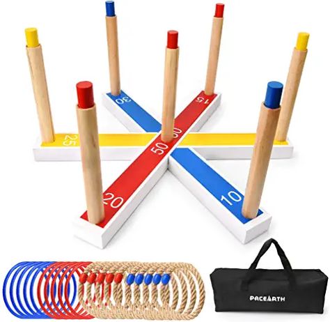 Amazon.com : hookey ring toss games 20 inch Backyard Games For Kids, Backyard Games Kids, Kids Ring, Game For Adults, Ring Toss Game, Ring Toss, Rubber Ring, Toss Game, Yard Games