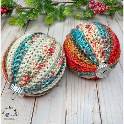 Free Patterns – The Crochet Village Crochet Christmas Ornament Cover, Crochet Christmas Bulbs Pattern Free, Crochet Christmas Bulbs, Crochet Village Free Pattern, Christmas Crochet Ornaments Free Pattern, Crochet Ornament Covers Free Pattern Christmas Balls, Crochet Baubles, Crocheted Christmas Ornaments, Crochet Christmas Coasters