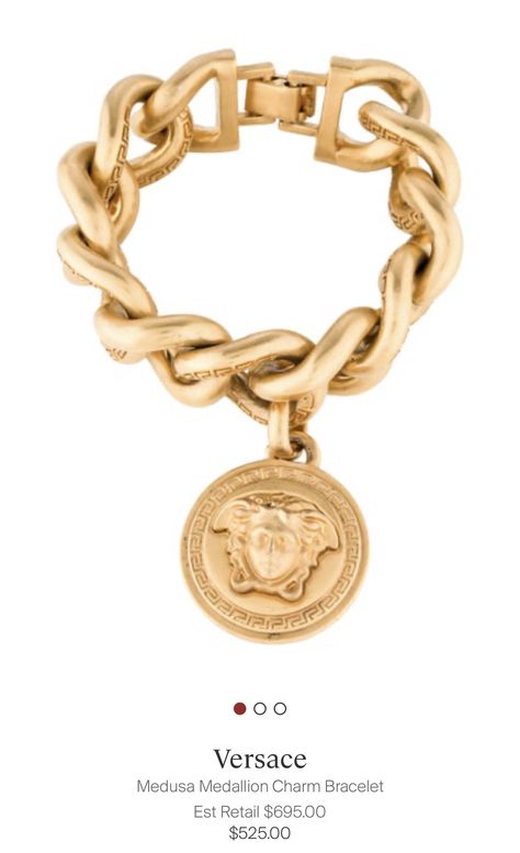 Versace Medusa Medallion Charm Bracelet  The Real Real Medusa Medallion, The Real Real, Real Real, Versace, Gold Bracelet, Charm Bracelet, Bracelet