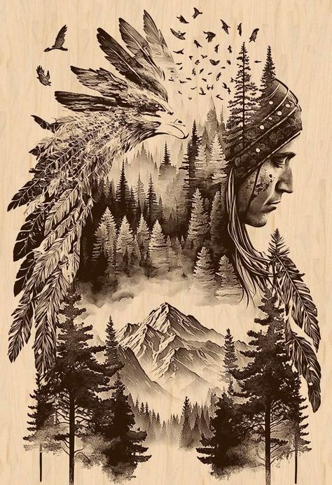 Indian Drawing, Nature Tattoo Sleeve, Whatsapp Wallpaper Cute, Mountain Drawing, Indian Tattoo, Horse Tattoo, Wood Burning Patterns, Cowboy Art, Wood Burning Art