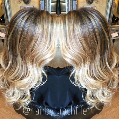 Gorgeous hand painted blonde balayage ombre with beachy waves. hair by Rachel Fife @ SF Salon Heavy Blonde Highlights, Blonde Balayage Ombre, Beachy Waves Hair, Blonde Ombre Balayage, Waves Hair, Short Brown Hair, Balayage Ombre, Beachy Waves, Hair Color And Cut