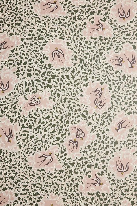 Wallpaper | Unique Designs for your Home | Anthropologie Josephine Munsey, Swallows Wallpaper, Foyer Wallpaper, Bright Wallpaper, Wall Art Wallpaper, Hotel Project, Green Fits, Morning Walk, Botanical Wallpaper