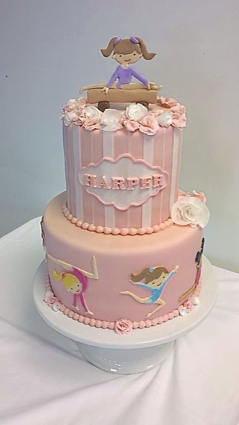 Tumbling Birthday Cake, Gymnastics Theme Birthday, Gymnastics Theme Birthday Party, Gymnastics Birthday Cakes, Gymnastics Cake, Gymnastics Cakes, Sports Cake, 9th Birthday Cake, Gymnast Birthday Party