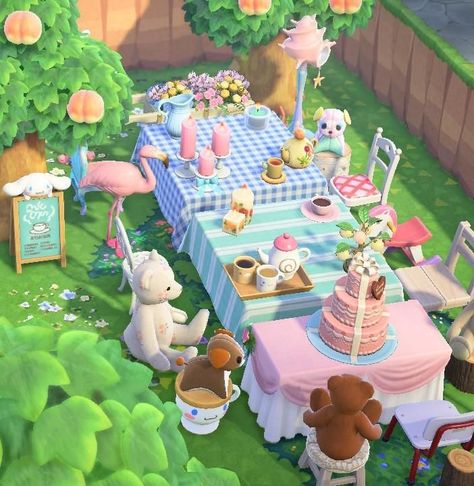 Acnh Pink Campsite, Acnh Teddy Bear Picnic, Cute Core Animal Crossing, Animal Crossing Island Inspiration Kidcore, Acnh Fairycore Builds, Acnh Cute Designs, Animal Crossing Cute Island, Animal Crossing Island Inspiration Cute, Animal Crossing Fairycore Codes