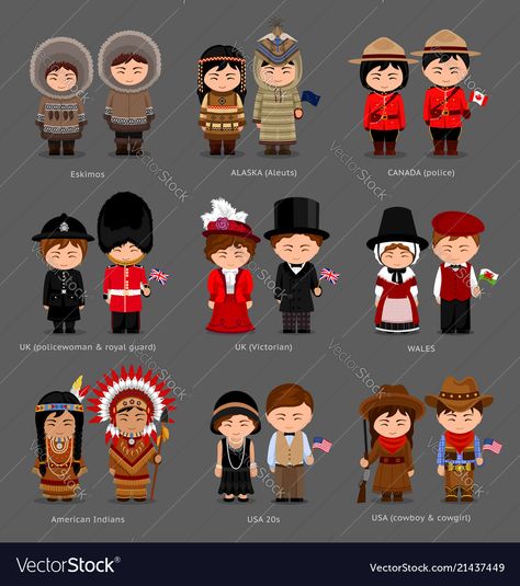 Costumes Around The World, National Clothes, Dress Illustration, National Dress, Traditional Costume, Wooden Dolls, Flat Illustration, Latin American, Peg Dolls