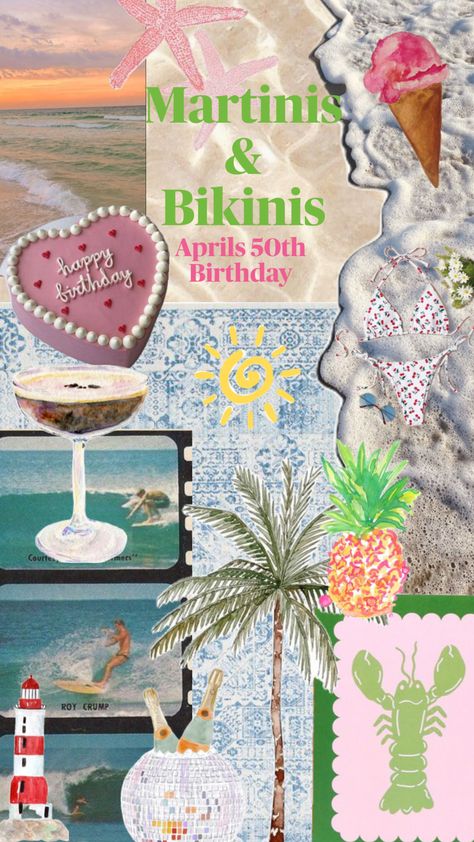 Beach Birthday Party - Martinis & Bikinis Martini Party, Beach Birthday Party, 23rd Birthday, Beach Birthday, Party Inspiration, 21st Birthday, Beach Themes, Party Planning, Birthday Decorations