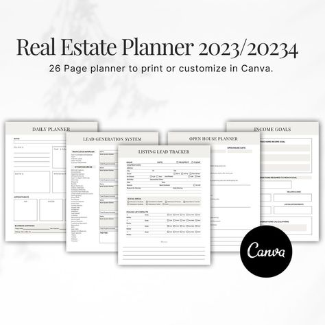 Realtor Planner Real Estate Agents, Realtor Planner, Realtor Organization, Real Estate Planner, Vision Statement, 2024 Planner, Finance Tracker, Business Expense, Home Planner