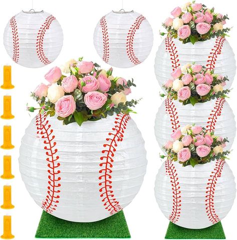 Amazon.com: 20pcs Baseball Paper Lanterns, Table Centerpiece Decoration Set with LED lights Grass Squares Baseball Hanging Lantern with Fishline Sports Team Birthday Party Supplies : Toys & Games Baseball Centerpieces Table Decorations, Baseball Banquet Centerpieces, Turf Decorations, Baseball End Of Season Party, Baseball Centerpiece Ideas, La Dodgers Birthday Party, Baseball Party Centerpieces, Dodgers Birthday Party, Baseball Centerpiece