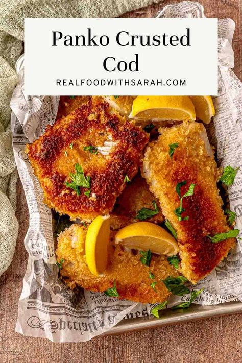 This Panko Crusted Cod recipe is an easy and flavorful light meal. The flakey fish is tossed with Italian herbs and panko crumbs and seared to golden brown in just 18 minutes! Perfect for a weeknight dinner, this recipe is a healthy meal the whole family will love. Fried Cod Fish Recipes, Panko Crusted Cod, Crusted Cod, Haddock Recipes, Cod Fish Recipes, Cod Recipe, Italian Herbs, Panko Crumbs, Stove Top Recipes