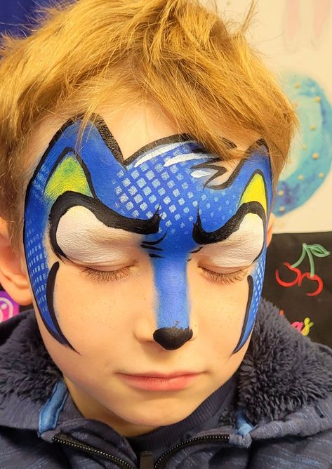 Sonic The Hedgehog Face Paint, Knuckles Face Paint, Hedgehog Face Paint, Sonic Face Paint, Face Painting For Boys, Sonic Face, Course Ideas, Sonic Birthday, Facepainting Ideas