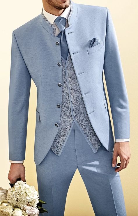 Wedding Suits Blue, White And Blue Suit, Blue Wedding Suit Groom, Outfit Claims, Ice Blue Weddings, Blue Tuxedo Wedding, Mens Suit Colors, Groom Blue Suit, Prince Suit