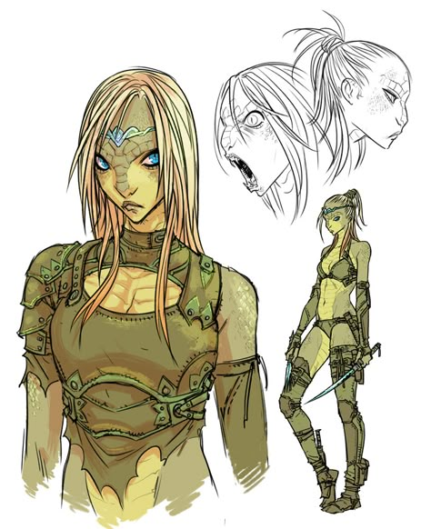 Kexilath Siverith Srilixis. Yuan-ti. Rogue. Neutral. Cursed with vestigial human emotions that she seeks to understand and control. Yuan Ti, Alien Design, Fantasy Races, Dungeons And Dragons Characters, Wow Art, Character Design Male, Fantasy Rpg, Monster Girl, Character Design References