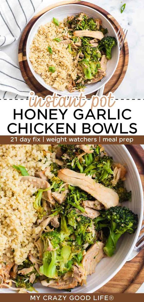 Broccoli And Quinoa, Instant Pot Honey Garlic Chicken, Honey Garlic Chicken Thighs, Chicken Bowls, Pot Recipes Healthy, Honey Garlic Sauce, Chicken Quinoa, Instant Pot Soup Recipes, Quinoa Healthy