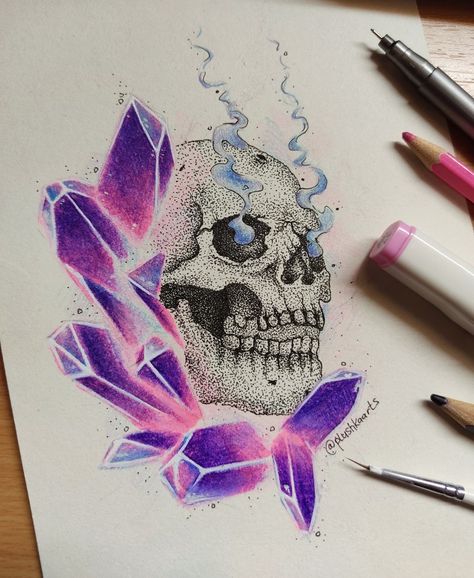 Pastel Skull, Skull Sketch, Easy Canvas Art, Skull Drawing, Pen Art, Color Pencil Art, Painting Art Projects, Skull Art, Box Art