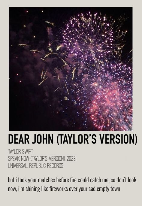 Polaroid Poster Taylor Swift, Taylor Swift Dear John, Songs Poster, Song Cards, Poster Taylor Swift, Song Wallpaper, Polaroid Album, Song Posters, Collage Photos