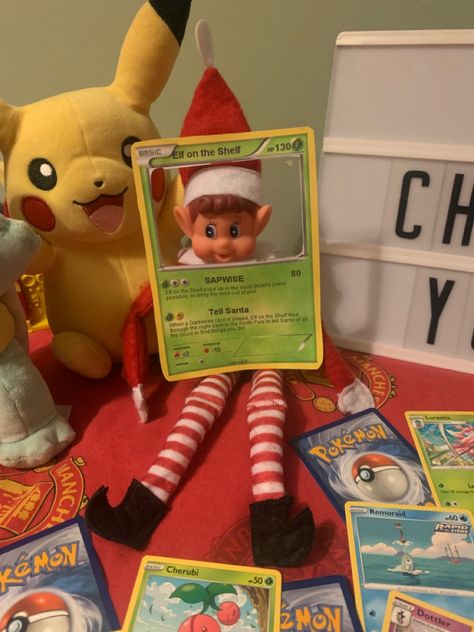 Elf Fun, Shelf Ideas, Pokemon Cards, Christmas Elf, Elf On The Shelf, Elf, Pokemon, Holiday Decor, 10 Things