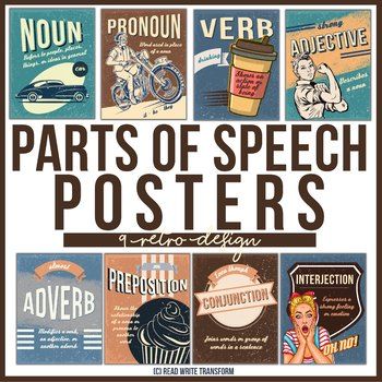 This resource includes the 8 parts of speech in retro design and one title poster. These 8.5 x 11 portrait posters are a perfect reminder of the grammar rules and adds a fun touch to your class decor. Each poster has the part of speech, definition, and an example.INCLUDED TERMS: Parts of Speech NounPronounAdjectiveVerb AdverbPrepositionConjunctionInterjection English Classroom Decoration High School, High School English Classroom Decor, High School Rules, 8 Parts Of Speech, Parts Of Speech Posters, Punctuation Posters, High School Subjects, English Classroom Decor, Part Of Speech Noun