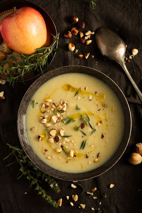 This creamy celeriac apple soup is my favorite this fall. It’s delicious, satisfying, and velvety smooth, showcasing simple seasonal ingredients. Celeriac And Apple Soup, Celeriac Soup, Apple Soup, How To Roast Hazelnuts, Salad With Sweet Potato, Spinach And Feta, Seasonal Ingredients, Pumpkin Soup, Latest Recipe