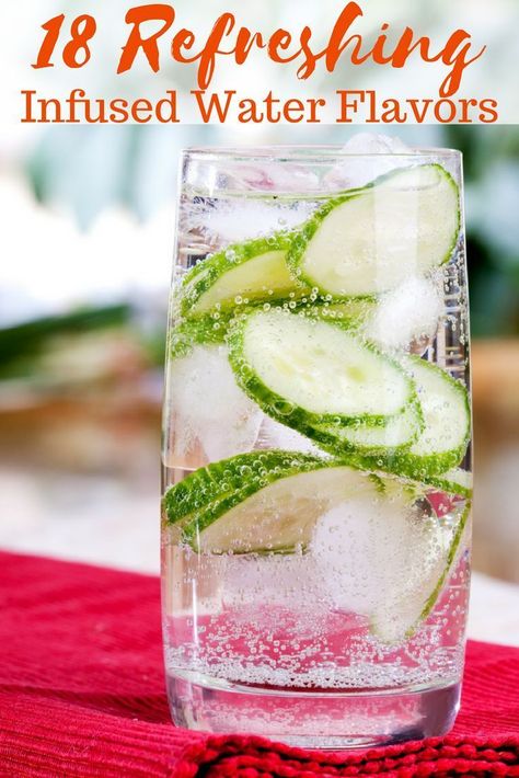 Getting your daily water intake can be challenging, especially if you don't care for plain water. My favorite 18 Infused spa-like water flavors really jazz up plain water. Drink up! Soda Replacement, Soda Alternatives, Healthy Soda, Refreshing Beverages, Cucumber Water, Drink Tags, Infused Water Recipes, Soda Stream, Fruity Drinks