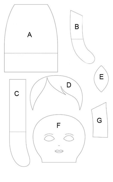 Rag Doll Pattern Template Apple Dolls, Felt Doll Pattern, Doll Patterns Free, Rag Doll Pattern, Sew Ins, Doll Makeup, Fabric Toys, Doll Sewing Patterns, Tiny Dolls