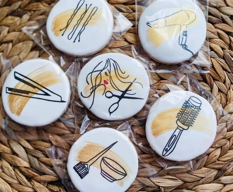 Hairdresser Cookies Decorated, Hair Dresser Cookies, Cosmetology Cookies Decorated, Hair Stylist Cookies Decorated, Salon Cookies Decorated, Hair Salon Cookies Decorated, Hair Salon Cookies, Cosmetology Cookies, Roundhouse Cookies