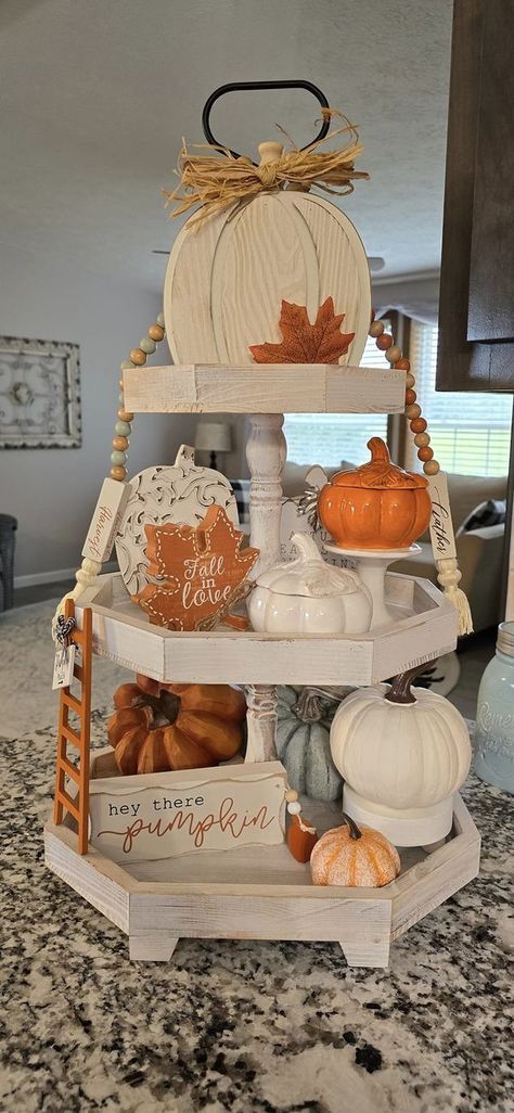 Tiered Tray Decorating & More | Simple Fall | Facebook Fall Decorating, It's Fall, Fall Thanksgiving, Tiered Tray, Tray Decor, Fall Decor, Decor Ideas, Thanksgiving, Tray