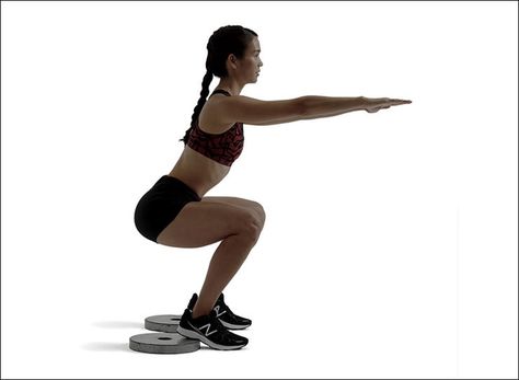 Heel-Elevated Squat http://www.runnersworld.com/strength-training/exactly-how-to-use-squats-to-lose-weight-run-faster-and-reduce-back-pain/slide/6 Elevated Squats, Phomemo Printer, Benefits Of Squats, Bench Press Program, Runner's World, Chemistry Notes, Squat Workout, Run Faster, Runners World