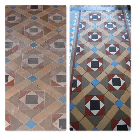 Mosiac Floor, Vintage Tile Floor, Minton Tiles, Honeycomb Tile, Victorian Tile, Tile Floor Living Room, Victorian Floor Tiles, Floor Restoration, Porch Tile