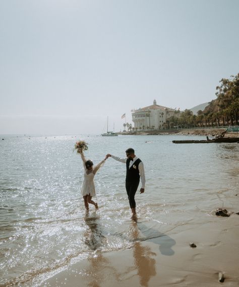 Catalina Island Elopement, Catalina Island Wedding, Anniversary Aesthetic, Catalina Wedding, Descanso Beach Club, Catalina Island California, Where To Elope, Ceremony Candles, Coronado Island