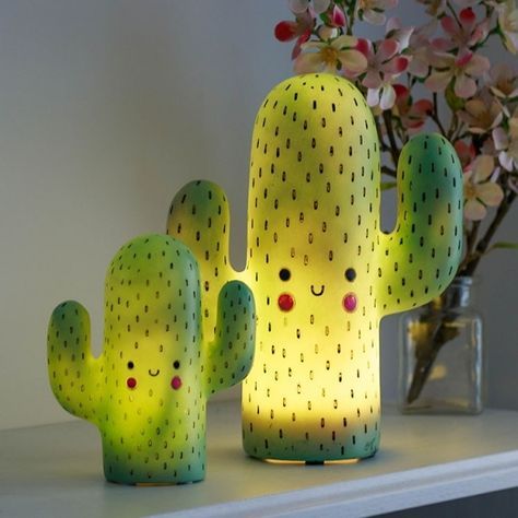 Peppermint Kawaii LED Cactus Table Lamp | Childrens Night Lights Cactus Lamp, Cactus Wallpaper, Cactus House Plants, Childrens Night Light, Cute Night Lights, Small Cactus, Cactus Decor, Green Cactus, Kids Night