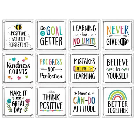 "Buy Creative Teaching Press® Positive Mindset 10\" Designer Cut-Outs Set at Michaels. com. Promote self-confidence and a growth mindset with the inspirational messages on these Positive Mindset 10\" Designer Cut-Outs. Promote self-confidence and a growth mindset with the inspirational messages on these Positive Mindset 10\" Designer Cut-Outs. The fresh, bold design and timeless advice on these big cut-outs make them great for use in a school (classroom, principal's office, hallway, library, gym Hallway Library, 2020 Core, Phonics Readers, Core Decor, Creative Teaching Press, Math Number Sense, Office Hallway, Inspirational Messages, Creative Classroom