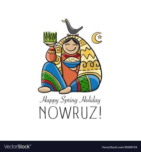 Persian New Year Illustration, Happy Nowruz Card, Norouz Illustration, Nowruz Poster, Norouz Card, Nowruz Illustration, Norooz Crafts, Norooz Card, Nowruz Card