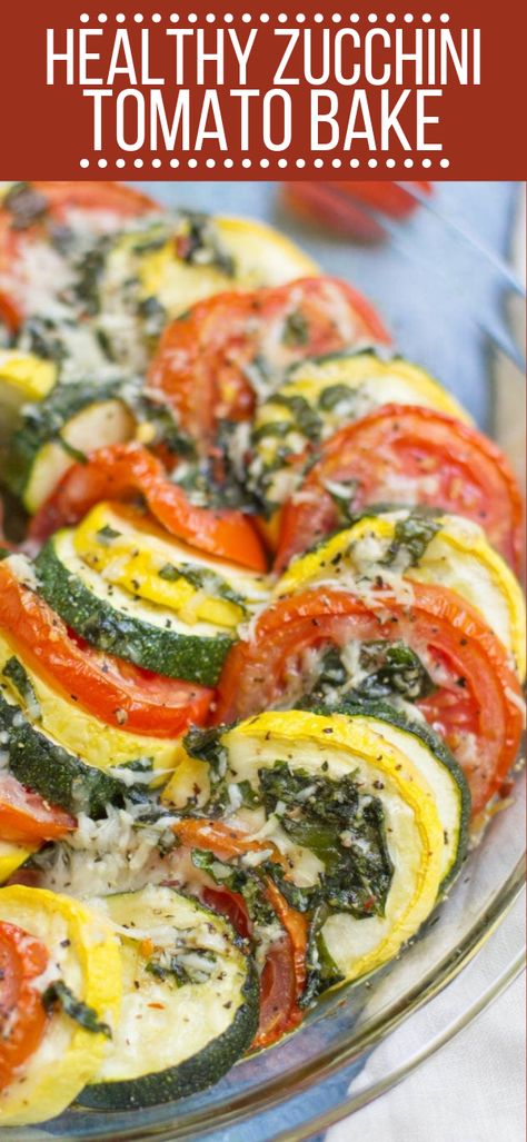 Air Fryer Zucchini And Tomatoes, Baked Zucchini And Tomatoes, Summer Vegetable Side Dishes Healthy, Zucchini Tomato Bake, Photography Vegetables, Baked Tomato Recipes, Couple Recipes, Bread Zucchini, Tomato Bake