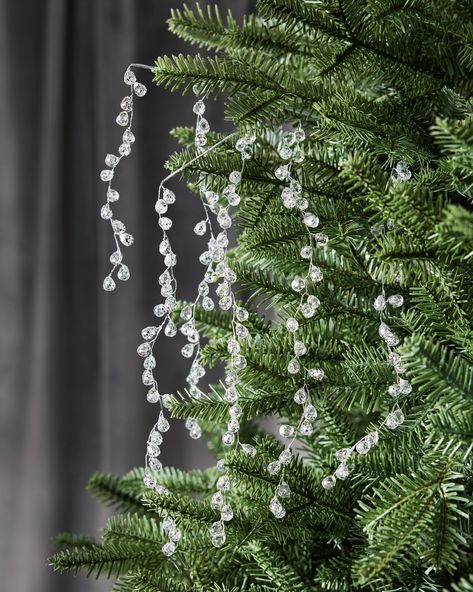 Ceiling Garland Christmas, Icicle Christmas Tree, Crystal Christmas Ornaments, Crystal Trees, Christmas Tree Picks, Crystal Christmas Tree, Clear Ornaments, No Light, Crystal Tree