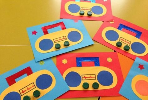 radio craft idea  |   Crafts and Worksheets for Preschool,Toddler and Kindergarten Music Crafts Preschool, Music Instruments Kids, Instrument Craft, Worksheets For Preschool, Preschool Music, Music Crafts, Bottle Cap Crafts, Aktivitas Montessori, Classroom Crafts