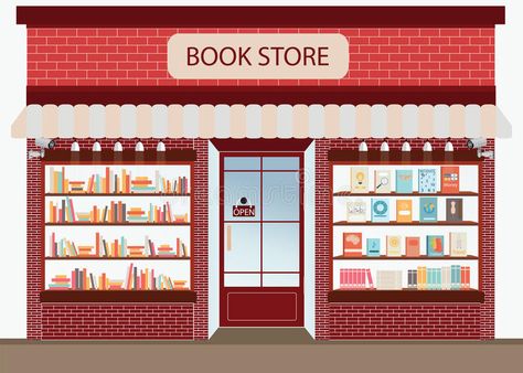 Bookstore with bookshelves. Bookstore with bookshelves, exterior building vector , #AD, #exterior, #bookshelves, #Bookstore, #illustration, #vector #ad Book Store Illustration, Gl Background, Bookstore Illustration, Foam Board Projects, Store Illustration, National Book Store, Building Vector, Shopping Clipart, Retail Space Design