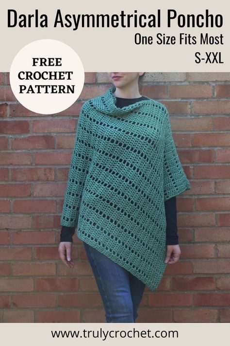 Pinterest Pin Crochet Poncho Patterns Easy, Comfy Crochet, Yarn Clothes, Poncho Patterns, Crochet Poncho Free Pattern, Poncho Crochet, Mode Crochet, Crochet Poncho Patterns, Crochet Shawls And Wraps